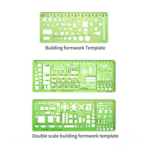 6pcs Green Drawing Templates for Office & School Building Formwork 1