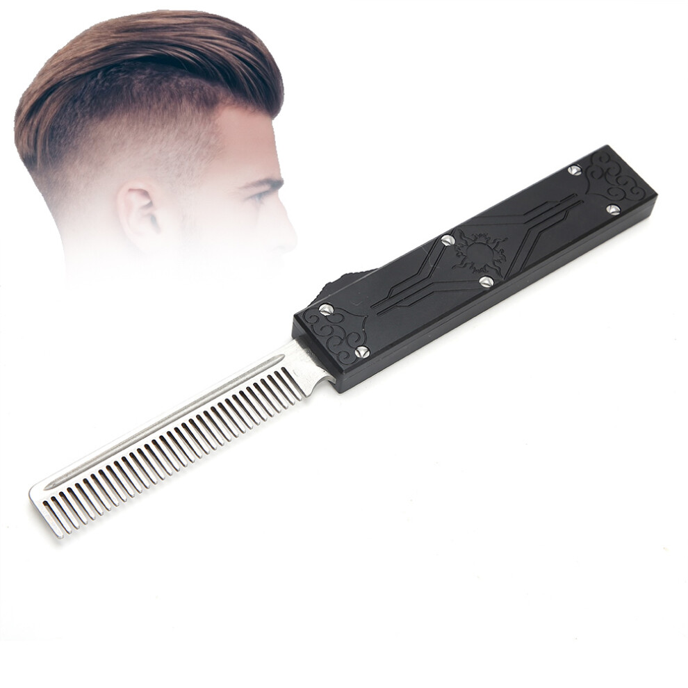 Black Stainless Steel Folding Hair Comb for Beard & Hair 6.5 inch Pocket Tool