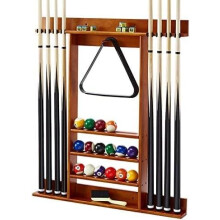 Queue Display Rack Wall-Mounted Pool Table Accessory 8-Hole Corner Stand Wooden Portable Cue Holder Storage