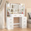 7 Drawer Dressing Table Makeup Desk with LED Mirror Vanity Table White 4