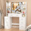 7 Drawer Dressing Table Makeup Desk with LED Mirror Vanity Table White 5