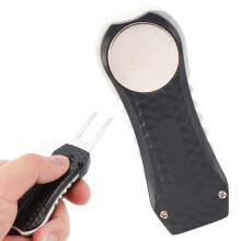 Stainless Steel Golf Divot Tool with Cleaning Feature and Ball Marker