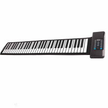 61-Tasten Roll-Up-Keyboard Klavier mit MIDI-Funktion, tragbares handliches Rollpiano mit LED-Digitalanzeige, 100–240V EU-Stecker