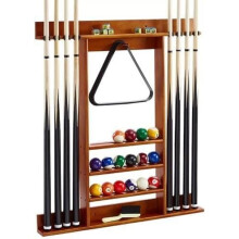 Stable Floor-standing Cue Holder Made of Solid Wood For 8 Cues And Complete Ball Set For Wall Mounting For Billiard Room