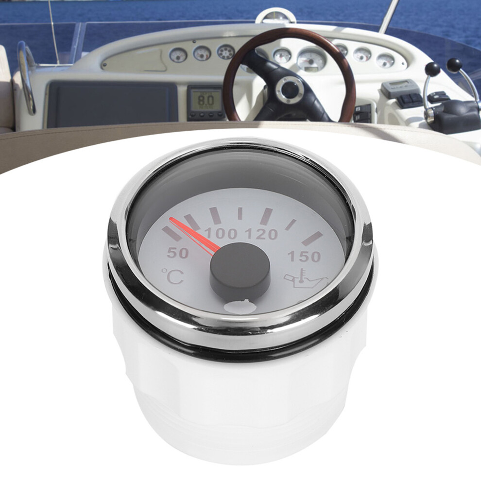 Oil Temp Gauge 52Mm/2In Stainless Steel With Intelligent Alarm White 4151340900454