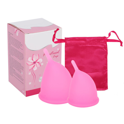Pink Silicone Period Cup - Dual Size Leakproof Solution Safe & Eco-friendly 1