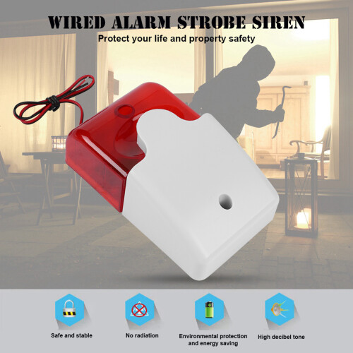 12V Wired Strobe Siren Sound Alarm Strobe Red 1