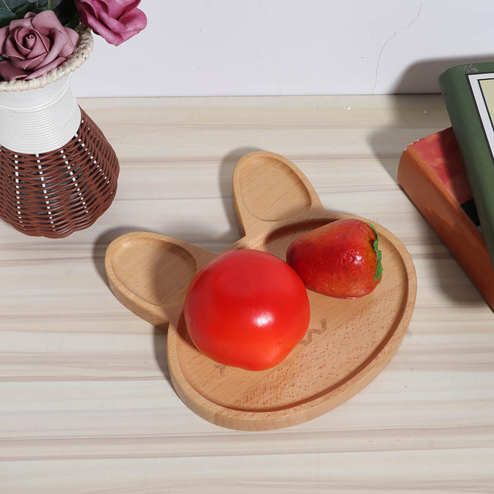 Cute Wooden Kid's Divided Plate 20x20cm Snack Food Serving Tray