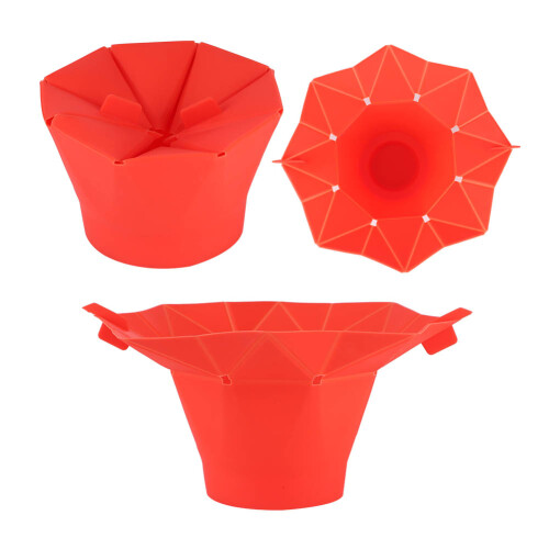 Red Silicone Folding Microwave Popcorn Bowl 30cm Kitchen Tool 2