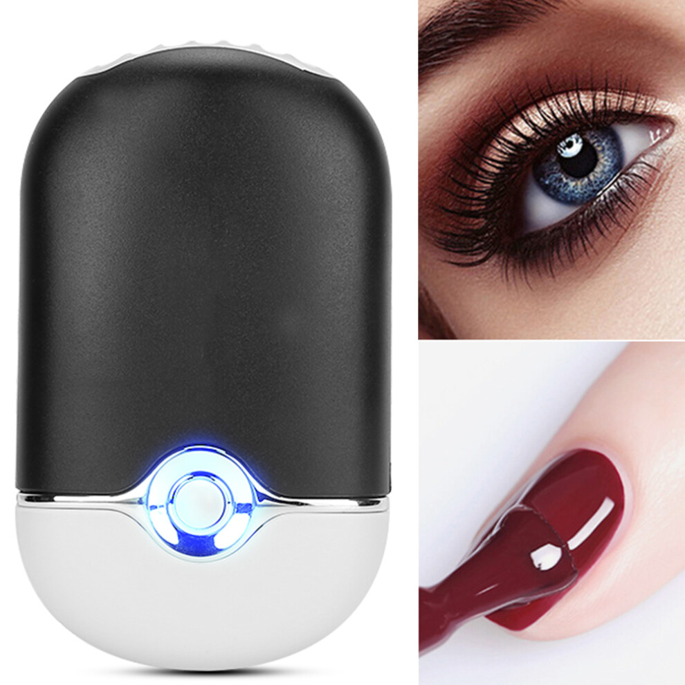 Black Portable Multi-Functional Nail Art Fan Dryer, Usb Charging, 400Mah Battery,