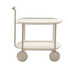 Sofa Side Table Trolley with Wheels, 2-Tier White Storage Rack and Handle for Living Room, Bedroom, Kitchen
