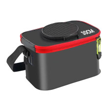 Fish Keeper for Live Fish, Collapsible with Straps, Outdoor Picnic Organizer, 30cm x 20cm x 20cm, Black