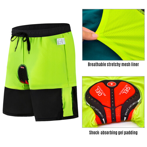 Men Bicycle Shorts with 3D Gel Padding, Mesh Lining, Quick Dry, Breathable, Adjustable Waist, Multiple Sizes 1