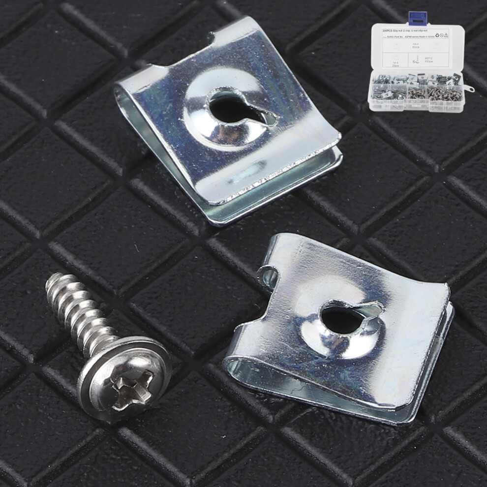 200Pcs Manganese Steel U-Clips & Screws Kit For Auto Trim Fastening Uk 7691340925158