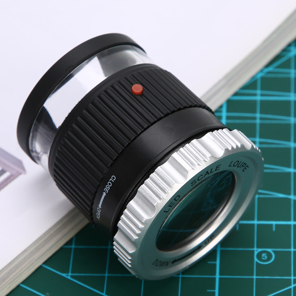 Jewelry Loupe 30X Zoom LED Lights UV Lamp Cylindrical Optical Magnifier