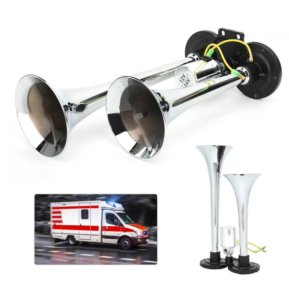 Universal Dual Trumpet Air Horn 130Db 12V/24V Metal Abs Auto Truck 7901340930268