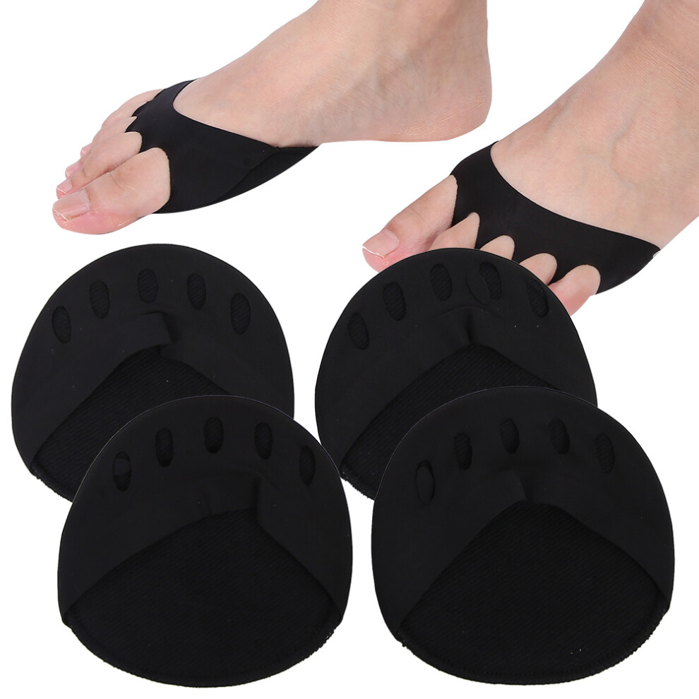 Black Forefoot Pad Stress Relief For High Heels 2 Pairs Elastic Cushions