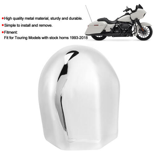 Touring Motorcycle Horn Cover  Easy Install Silver Finish 2