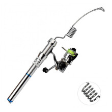 Telescopic Fishing Rod Mini Portable Stainless Steel Fishing Rod Set with Spinning Reel for River Lake Ice Fishing