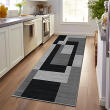 (80cm x 300 cm (2 ft 6" x 10 ft)- Extra Large Runner Rug/Carpet, Milo Black Grey) Non Slip Modern Rugs Area Carpet Runner Door Mats