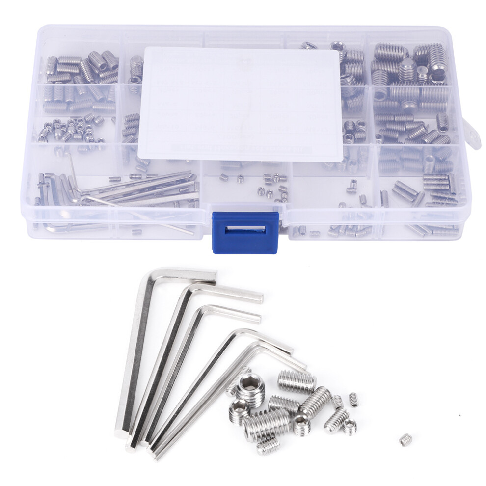 300Pcs Stainless Steel Hex Grub Screw Kit With 6 Wrenches, Model M2.5-M8 3381340936936