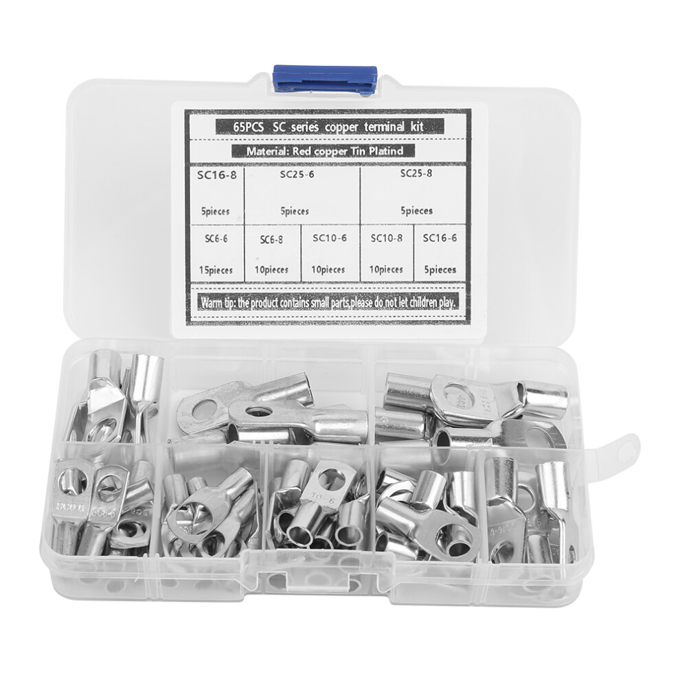 Copper Cable Terminal Connectors Tin Plated, Assorted Sizes, Silver 7641340939921