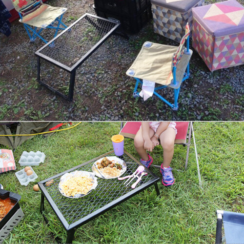 Portable Folding Camping Table with Storage Rack, 55x30x18cm, Black 2