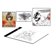 Painting Light Board A4 High Bright LED Transparent Acrylic USB Dimmable Drawing Pad with Stepless Dimming and Power Cable