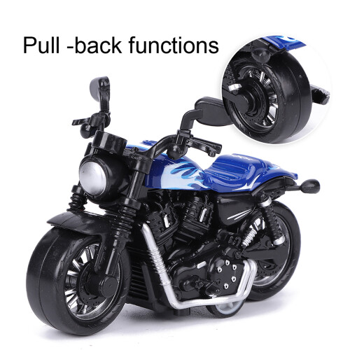 Pull Back Alloy Motorbike Toy for Children Blue Highly Simulated Model 2
