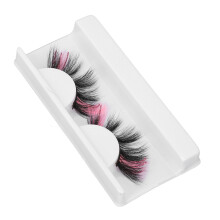 1 Paar 18mm Farbige Künstliche Wimpern Cosplay Kostüm Party Lange Lockige Pink Glitzer Fake Wimpern für Damen G5X01‑2