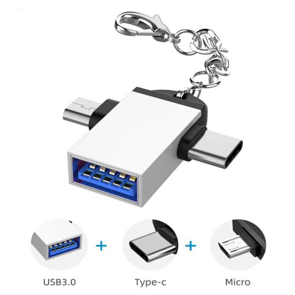 2Pcs Aluminum Alloy Otg Usb 3.0 To Micro Usb Type C Adapters Silver 5061340944381