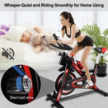 Exercise Bike Home Ergometer Exercise Bike with Adjustable Indoor Bicycle LCD Display 150 kg Load Capacity Silent Bicyc ( Color: Black-Red 6KG )