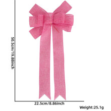 (9-ear pink imitation linen bow, About 22*50cm) Christmas solid color bow 50cm colorful imitation linen bow Christmas tree accessories pendant Christmas decorations