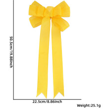 (9-ear yellow imitation linen bow, About 22*50cm) Christmas solid color bow 50cm colorful imitation linen bow Christmas tree accessories pendant Christmas decorations