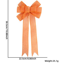(9-ear orange imitation linen bow, About 22*50cm) Christmas solid color bow 50cm colorful imitation linen bow Christmas tree accessories pendant Christmas decorations