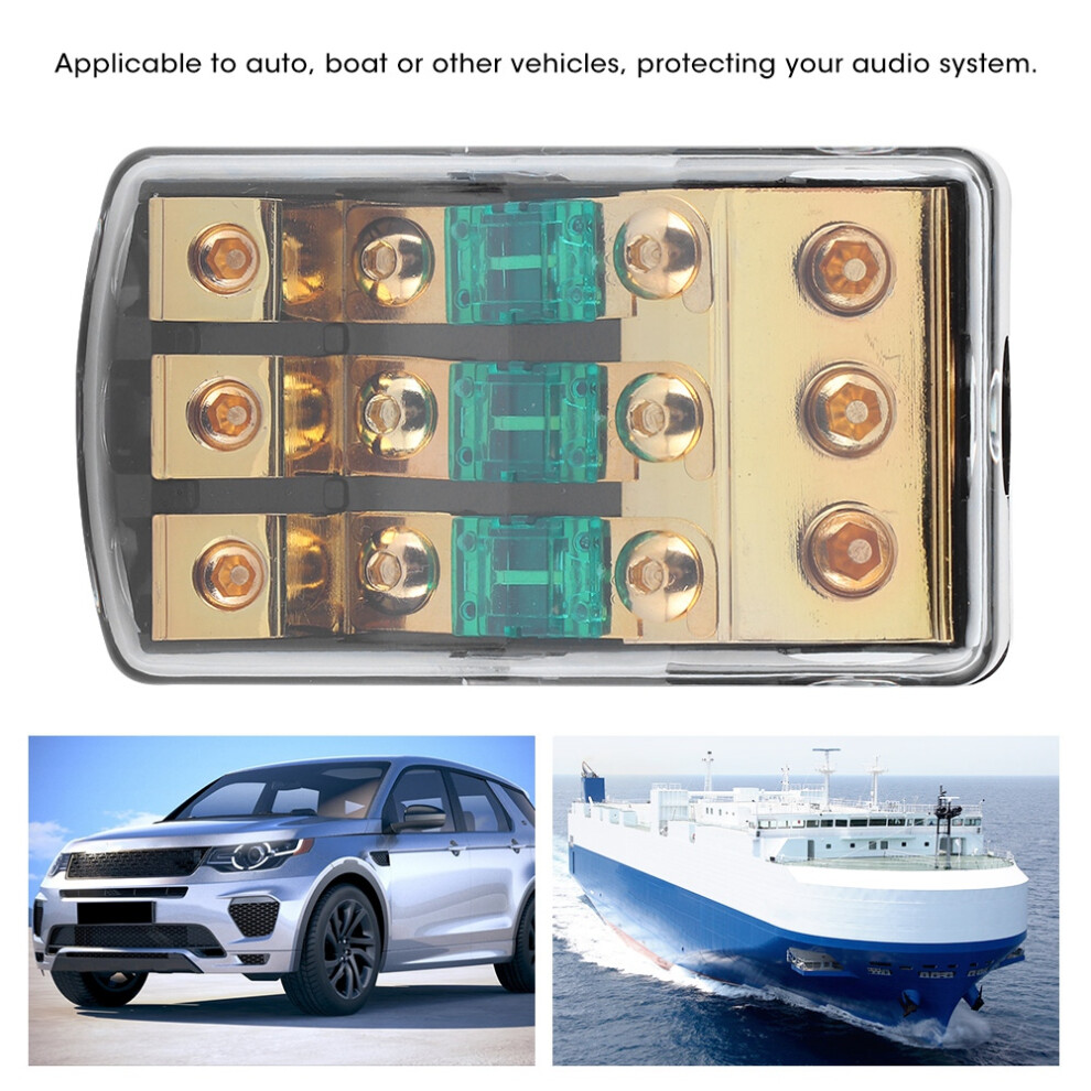 Auto Audio Fuse Distribution Block 60A 3-Way Mini Anl 0/2/4 Gauge In 4/8/10 Out 7901340954332