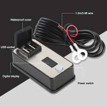 12V Motorrad-Doppel-USB-Ladegerät mit digitaler Anzeige, wasserdichte Stromversorgung