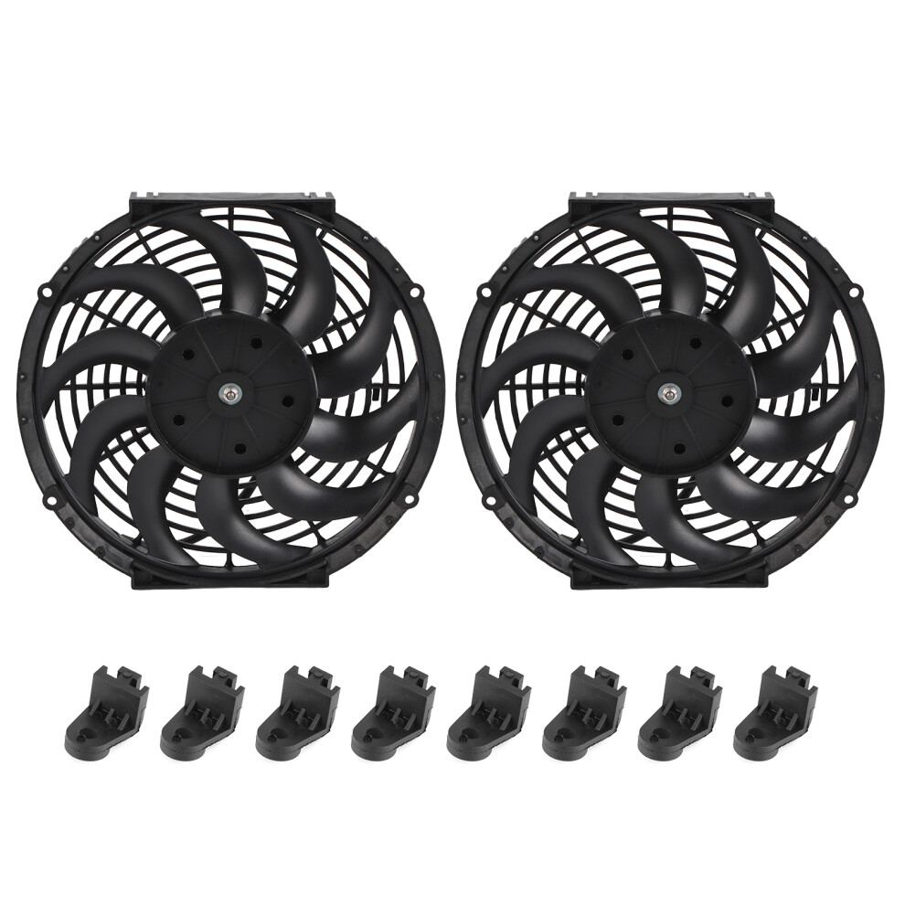 2Pcs Radiator Cooling Fan 12In Vehicle Universal 9121376617751