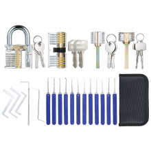 17-Piece Lock Picking Set with Storage Bag & 4 Transparent Practice Locks