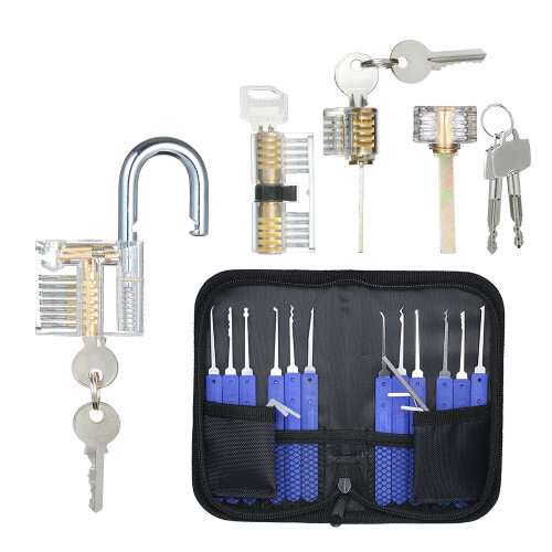 17-Piece Lock Picking Set with Storage Bag & 4 Transparent Practice Locks 2