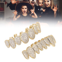 Teeth Set Hip Hop Prop Teeth Accessory Halloween Gift Gold Silver Rose Gold