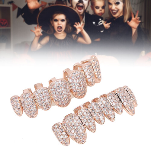 Teeth Set Halloween Prop Accessory Brass Fake Teeth Gold Silver Rose Gold 2