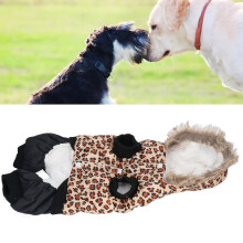 Leopardendruck-Winterhundemantel M - Warmes Polyester