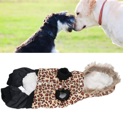 Leopardendruck-Winterhundemantel M - Warmes Polyester