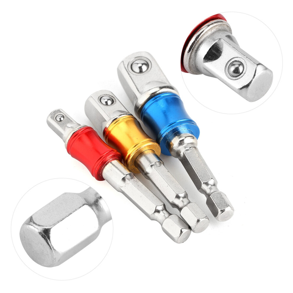 3Pcs Hex Socket Adapter Set 1/4In 3/8In 1/2In Drive Electric Impact 5091340968964
