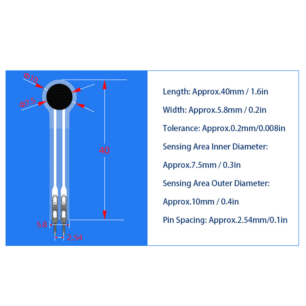Df9-40 Force Sensitive Resistor: Flexible Durable Pressure Sensing 9491340969040