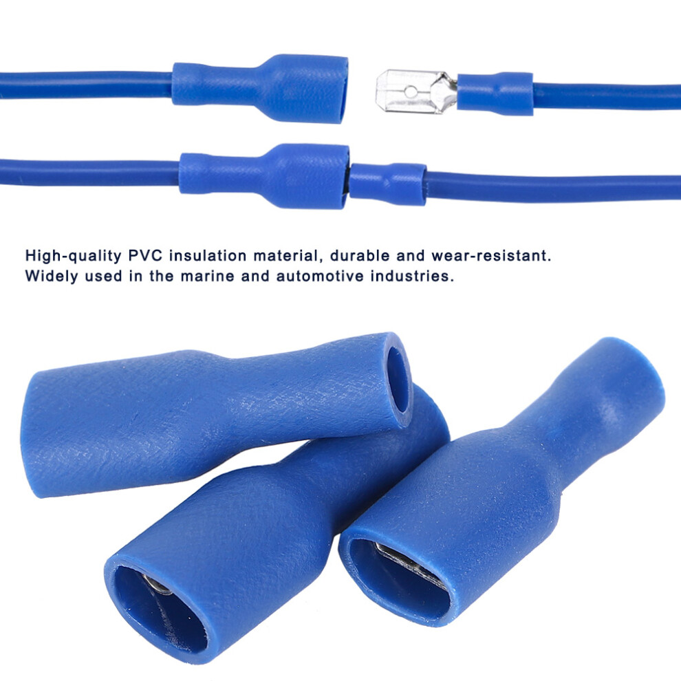 1000Pcs Blue Pvc Insulation Fdfd2-250 Terminals For Safe Wire Connections 7681340969573
