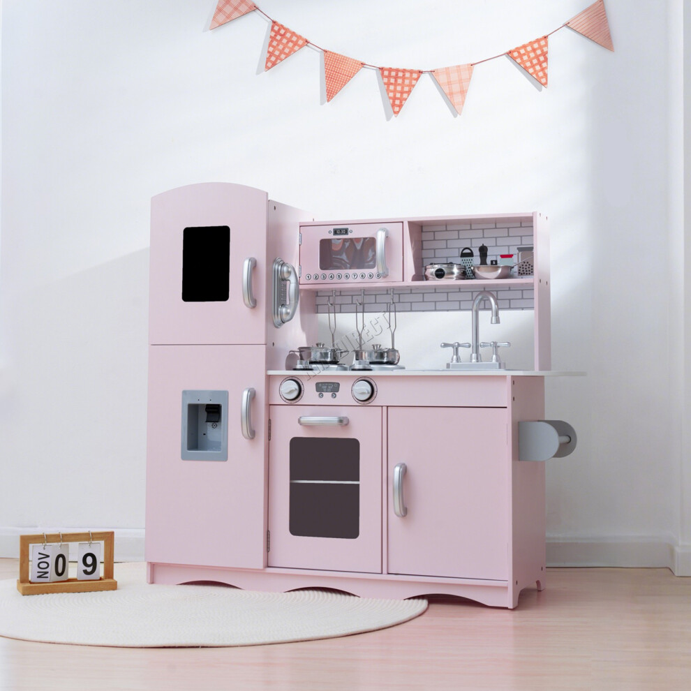 (Pink) GALACTICA Wooden Play Kitchen Kids Toy Cooking Set Children Role Play Gift PK05