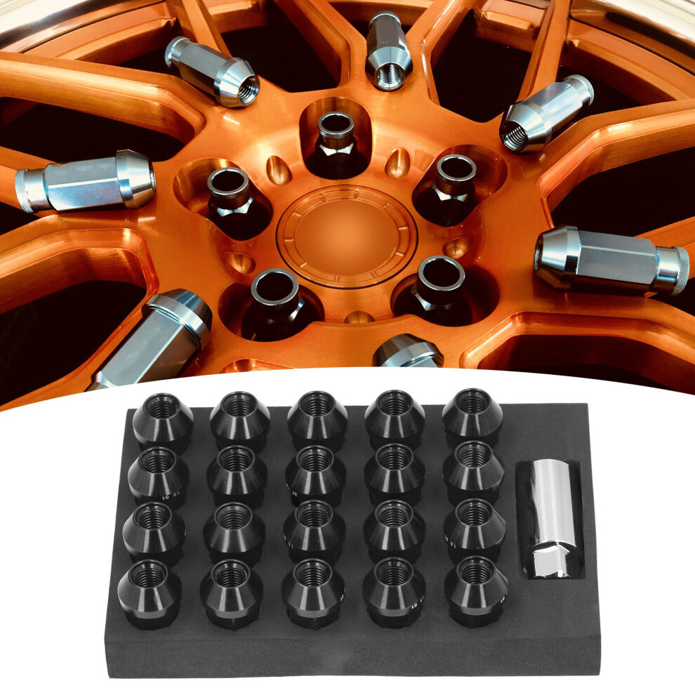 M12x1.5 Aluminum Lug Nuts With Socket Adapter 42Mm Long, 19Hex Black 9321340974310