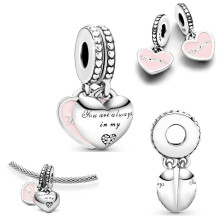 (H356) 2025 925 Sterling Silver Charms Family Love You Sister Mum Daughter Friend Fit Original Brand 1:1 Logo Bracelet Pendant DIY Jewelry Mom Gift